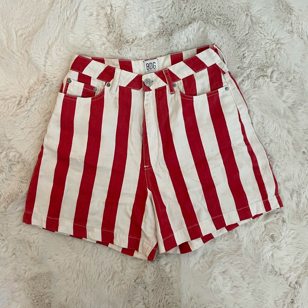 BDG red stripes high waisted shorts